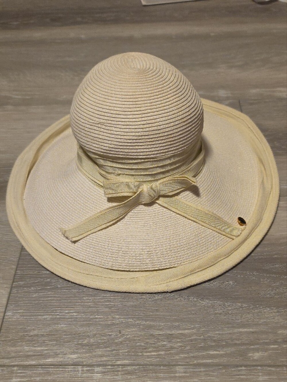 🌈Juicy Couture Straw & Twill Sun Hat In Light Cream